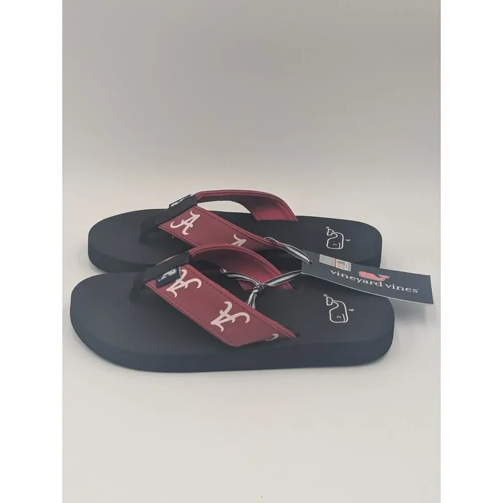 Vineyard Vines Alabama Crimson Tide Youth Size 4 Flip Flops Sandals Game Day NWT